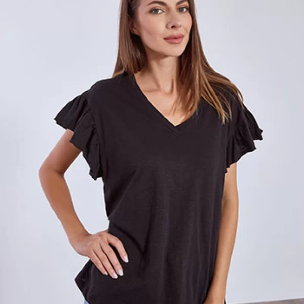 Μπλούζα βαμβακερή με βολάν SN9489.4686+4