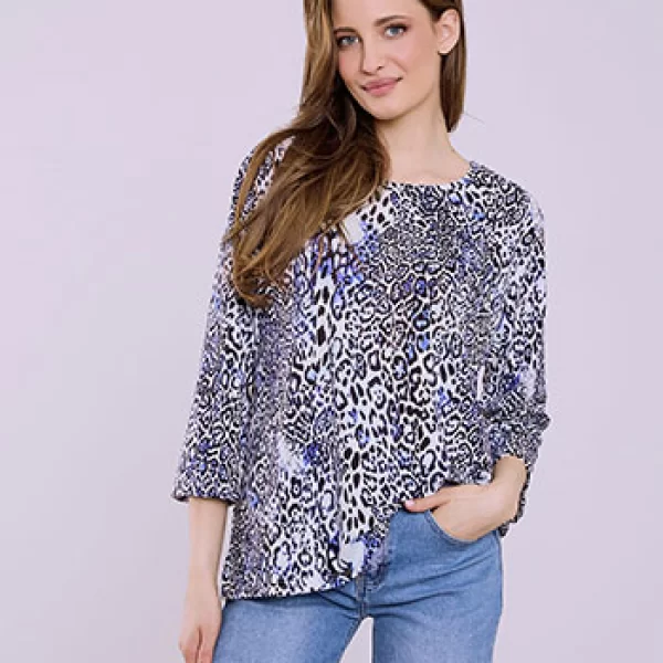 Μπλούζα λεοπάρ με strass SQ7616.4173+3