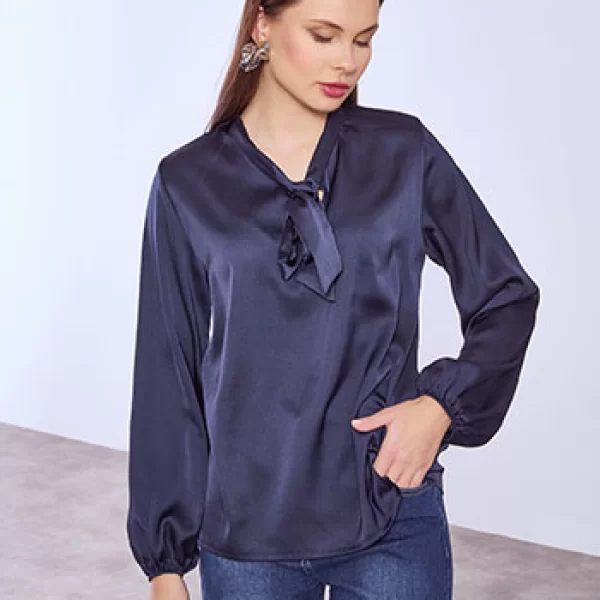 Μπλούζα σατέν με δέσιμο SQ8011.4863+6