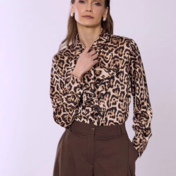 Πουκάμισο λεοπάρ σατέν με βολάν SQ7693.3069+1
