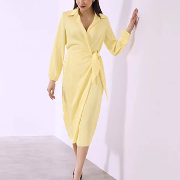 Φόρεμα μίντι κρουαζέ σατέν SQ9864.8294+2