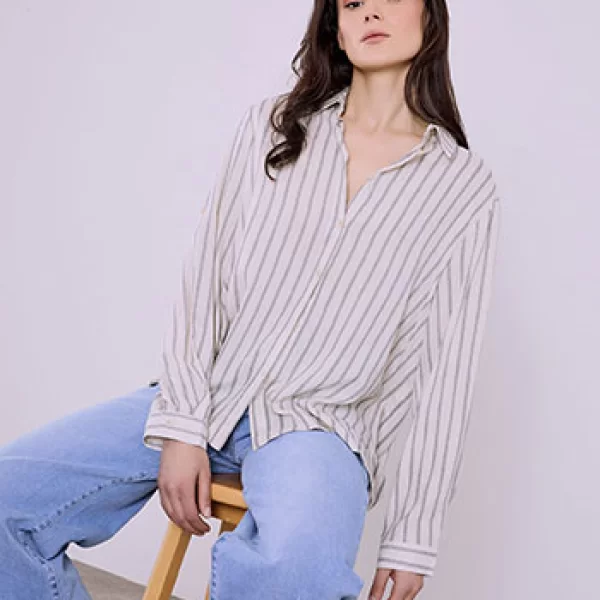 Πουκάμισο ριγέ ασύμμετρο SQ7948.3135+3