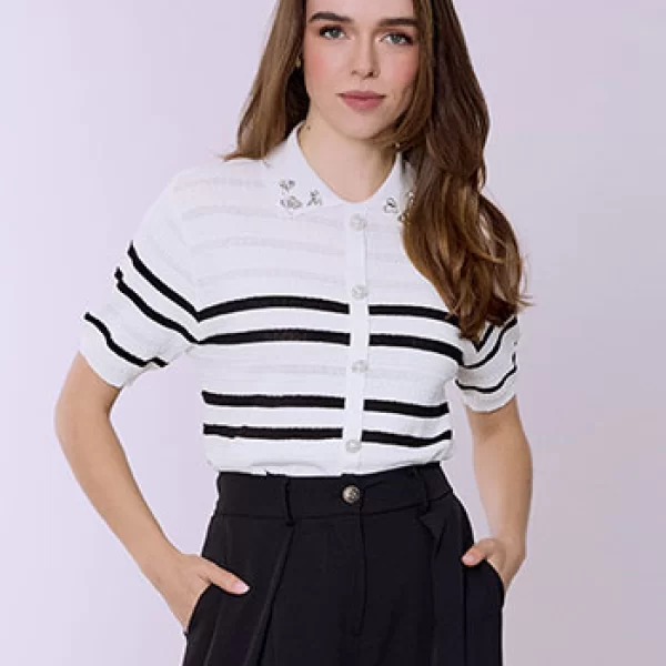 Μπλούζα με strass και πέρλες SQ7561.4056+3