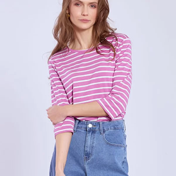 Μπλούζα ριγέ με βαμβάκι SQ7616.4605+5