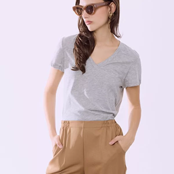 T-shirt βαμβακερό με V λαιμόκοψη SQ9489.4795+2