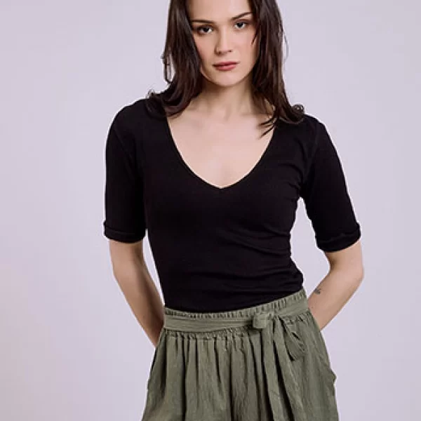 Τοπ ριπ με γυριστό μανίκι SQ7563.4579+3