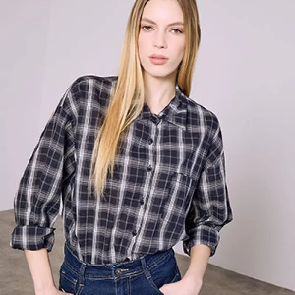 Πουκάμισο καρό ασύμμετρο SQ9844.3044+2