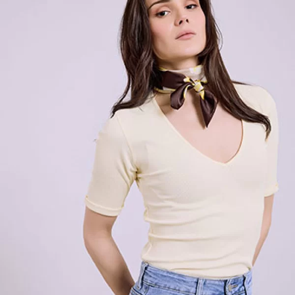 Τοπ ριπ με γυριστό μανίκι SQ7563.4579+2