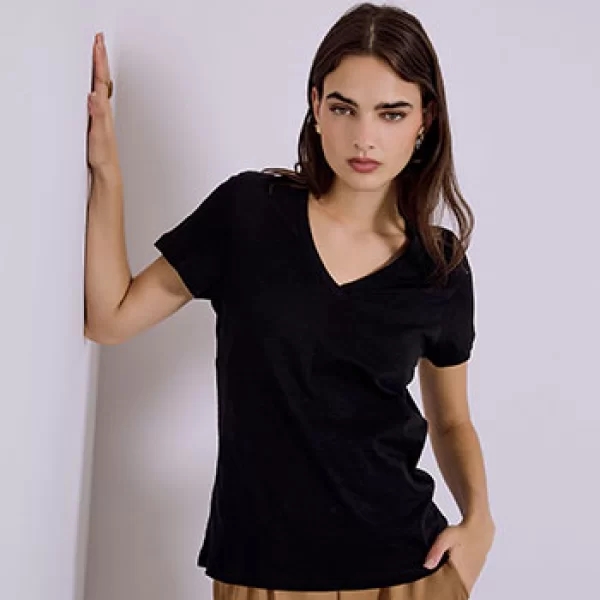 T-shirt βαμβακερό με V λαιμόκοψη SQ9489.4795+1