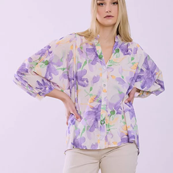 Πουκάμισο ασύμμετρο φλοράλ SQ8011.3258+3
