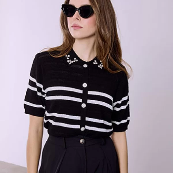 Μπλούζα με strass και πέρλες SQ7561.4056+1