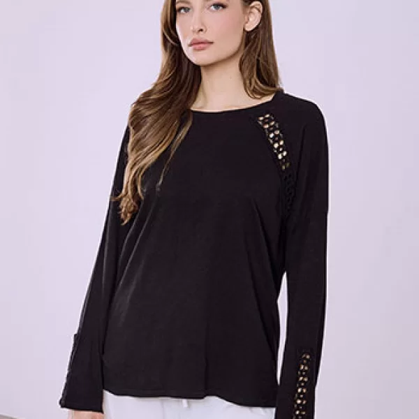 Μπλούζα με πλεκτές κροσέ λεπτομέρειες SQ7834.4659+3