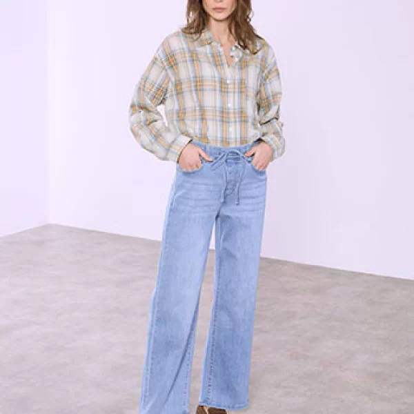 Τζιν με ελαστική μέση wide leg SQ1628.1466+1