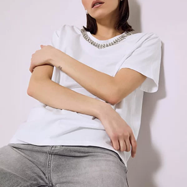 Celestino T-shirt με πέτρες strass στη λαιμόκοψη SQ7642.4116+1