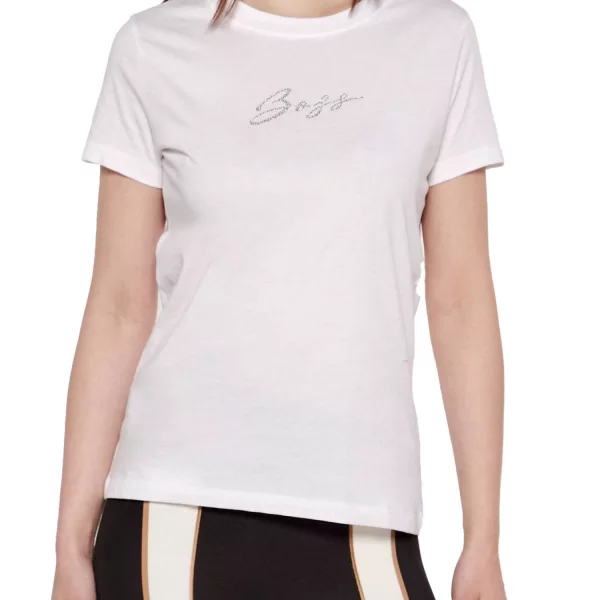 BOSS CASUAL T-SHIRT C_ESOGO_2_MA_CRYSTAL LOGO ΣΤΡΑΣ ΕΚΡΟΥ