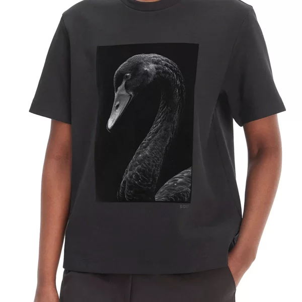 BOSS T-SHIRT EHARPA2 REGULAR FIT ΜΑΥΡΟ