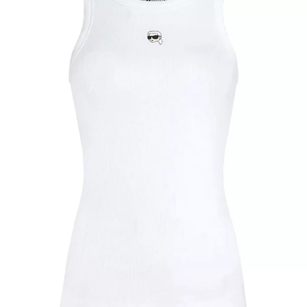 Karl Lagerfeld KARL LARGERFELD TANK TOP SLIM FIT IKON RIBBED ΛΕΥΚΟ