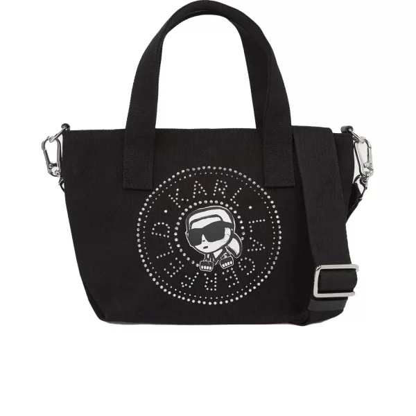 Karl Lagerfeld KARL LAGERFELD ΤΣΑΝΤΑ ΧΕΙΡΟΣ/CROSSBODY IKON CIRCLE RH SM SHOPPER LOGO ΣΤΡΑΣ ΜΑΥΡΟ