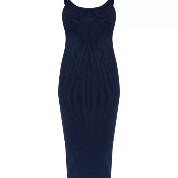 MICHAEL KORS ΦΟΡΕΜΑ MIDI RIBBED ΜΠΛΕ