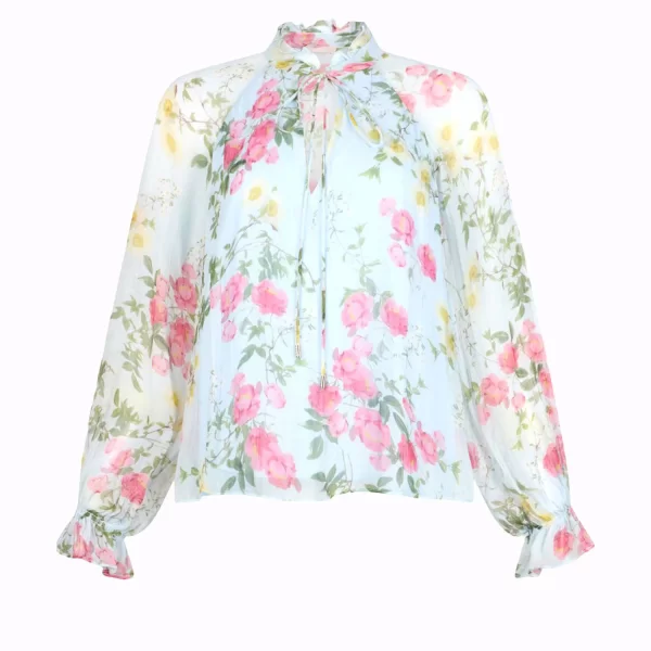 LIU-JO ΜΠΛΟΥΖΑ FLORAL ΔΕΣΙΜΟ ΛΑΙΜΟ ΣΙΕΛ