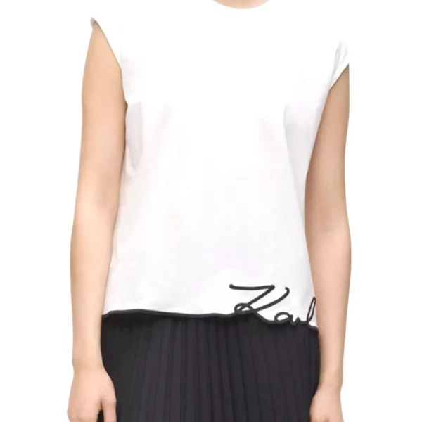 KARL LAGERFELD TANK TOP SIGNATURE HEM LOGO ΕΚΡΟΥ