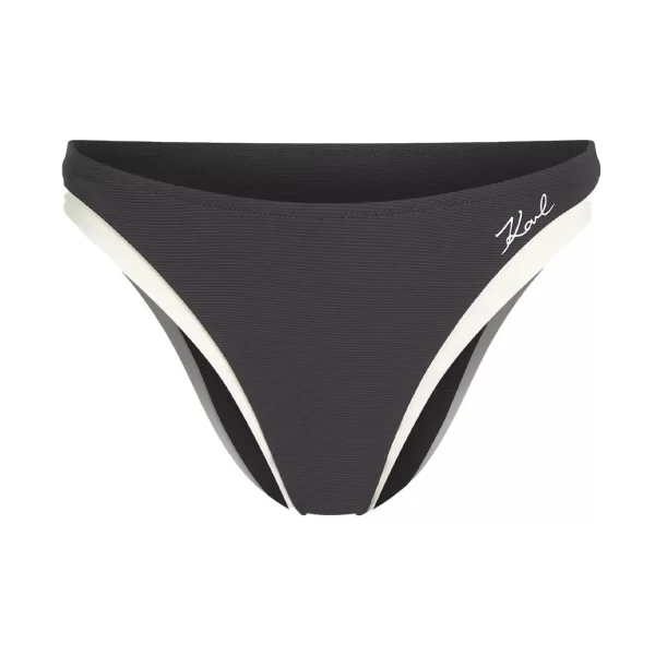 KARL LAGERFELD ΜΑΓΙΩ BIKINI BOTTOM SIGNATURE CHEEKY LOGO ΜΑΥΡΟ-ΕΚΡΟΥ