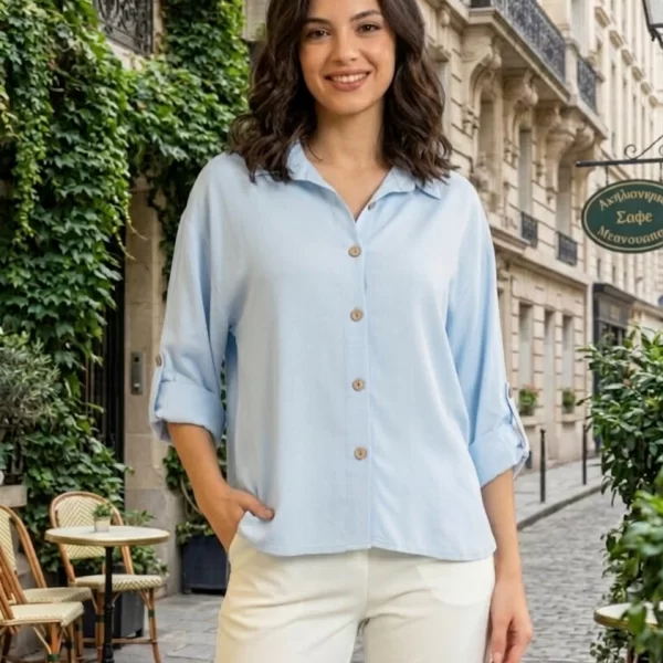 ΠΟΥΚΑΜΙΣΟ ΜΕ ΓΥΡΙΣΤΟ ΜΑΝΙΚΙ Σιέλ