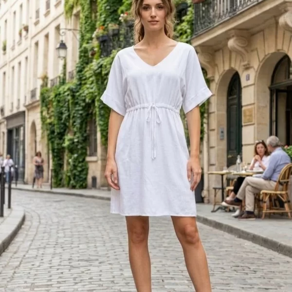 ΦΟΡΕΜΑ ΜΕ ΒΕ ΚΑΙ ΚΟΡΔΟΝΙ ΣΤΗΝ ΜΕΣΗ Άσπρο