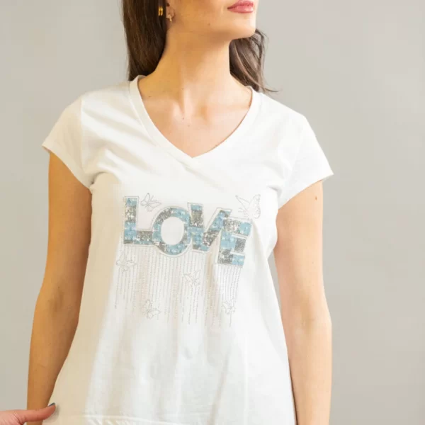 ΜΠΛΟΥΖΑ ΜΕ ΤΥΠΩΜΑ LOVE Άσπρο
