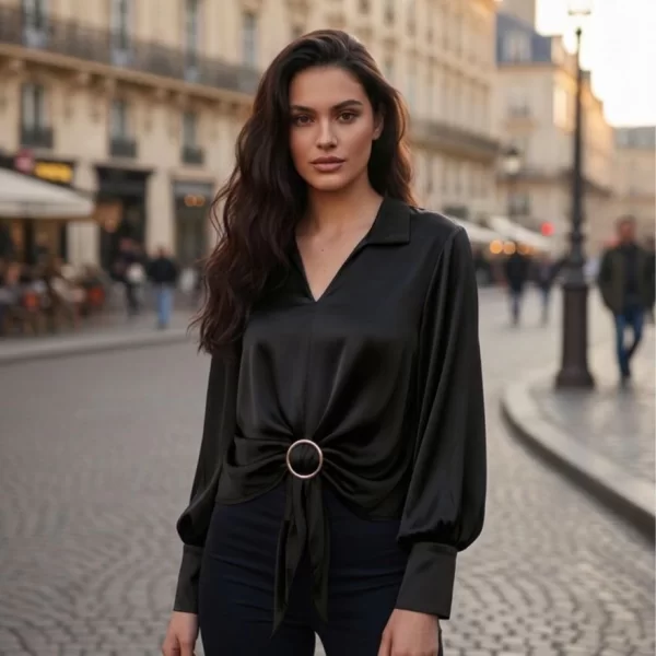 ΜΠΛΟΥΖΟΠΟΥΚΑΜΙΣΟ ΜΕ ΧΡΥΣΟ ΚΡΙΚΟ Μαύρο