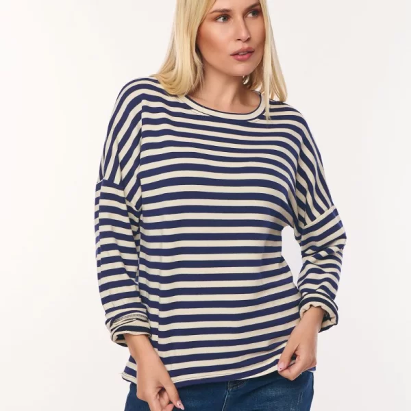 ΜΠΛΟΥΖΑ ΡΙΓΕ ΜΕ ΛΑΙΜΟΚΟΨΗ Μπλε