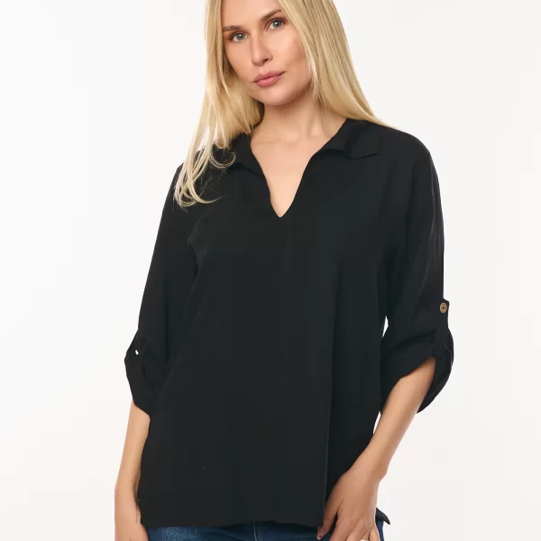 ΜΠΛΟΥΖΑ ΜΕ ΓΙΑΚΑ ΚΑΙ ΓΥΡΙΣΤΟ ΜΑΝΙΚΙ Μαύρο