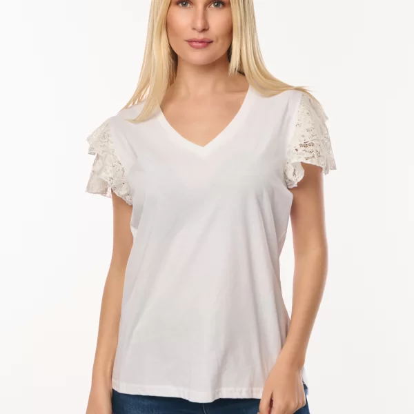 ΜΠΛΟΥΖΑ ΜΕ ΒΟΛΑΝ ΔΑΝΤΕΛΑ ΜΑΝΙΚΙ Άσπρο