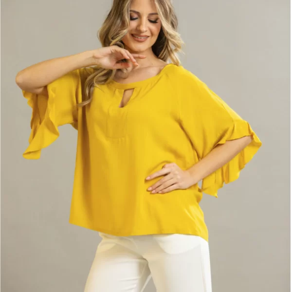 ΜΠΛΟΥΖΑ ΜΕ ΒΕ ΚΑΙ ΒΟΛΑΝ ΜΑΝΙΚΙ Κίτρινο