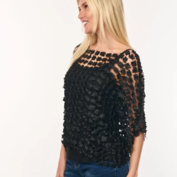 ΜΠΛΟΥΖΑ ΔΑΝΤΕΛΑ ΜΕ ΔΙΑΦΑΝΕΙΑ Μαύρο