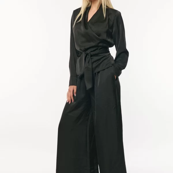 ΣΕΤ ΜΠΛΟΥΖΑ ΜΕ ΠΑΝΤΕΛΟΝΑ ΣΑΤΕΝ Μαύρο