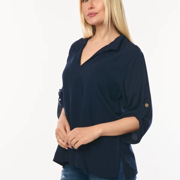 ΜΠΛΟΥΖΑ ΜΕ ΓΙΑΚΑ ΚΑΙ ΓΥΡΙΣΤΟ ΜΑΝΙΚΙ Μπλε