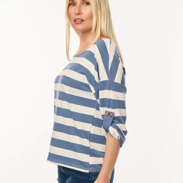 ΜΠΛΟΥΖΑ ΡΙΓΕ ΜΕ ΓΥΡΙΣΤΟ ΜΑΝΙΚΙ ΜΠΛΕ Μπλε