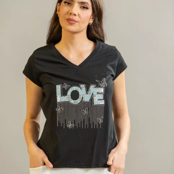ΜΠΛΟΥΖΑ ΜΕ ΤΥΠΩΜΑ LOVE Μαύρο