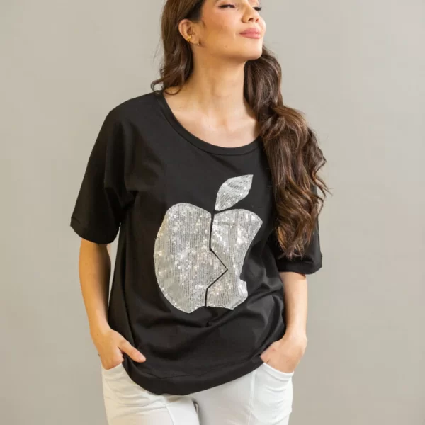 ΜΠΛΟΥΖΑ ΜΕ ΑΠΛΙΚΕ ΣΧΕΔΙΟ Μαύρο