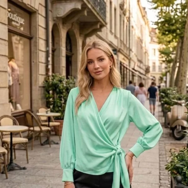 ΜΠΛΟΥΖΑ ΣΑΤΕΝ ΜΕ ΔΕΣΙΜΟ Πράσινο