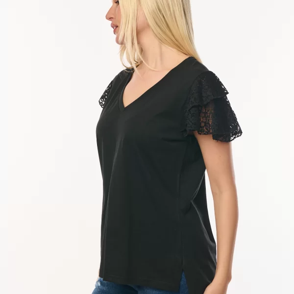 ΜΠΛΟΥΖΑ ΜΕ ΒΟΛΑΝ ΔΑΝΤΕΛΑ ΜΑΝΙΚΙ Μαύρο