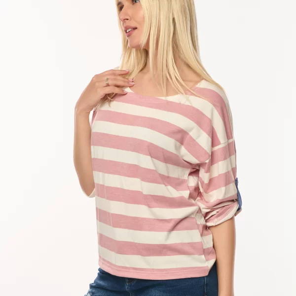 ΜΠΛΟΥΖΑ ΡΙΓΕ ΜΕ ΓΥΡΙΣΤΟ ΜΑΝΙΚΙ Ροζ