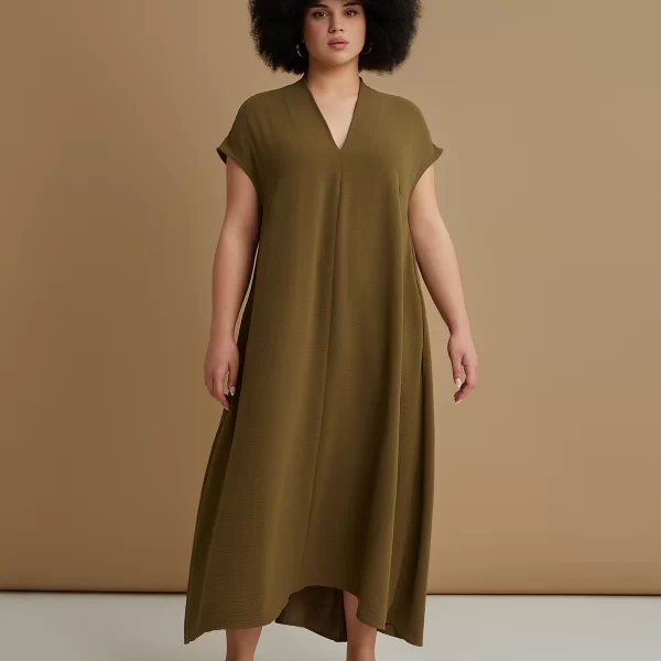 MAT FASHION Φόρεμα κρεπ airwashed με πτυχώσεις