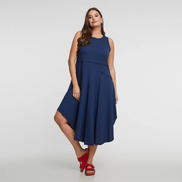 MAT FASHION Ασύμμετρο αμάνικο βαμβακερό φόρεμα