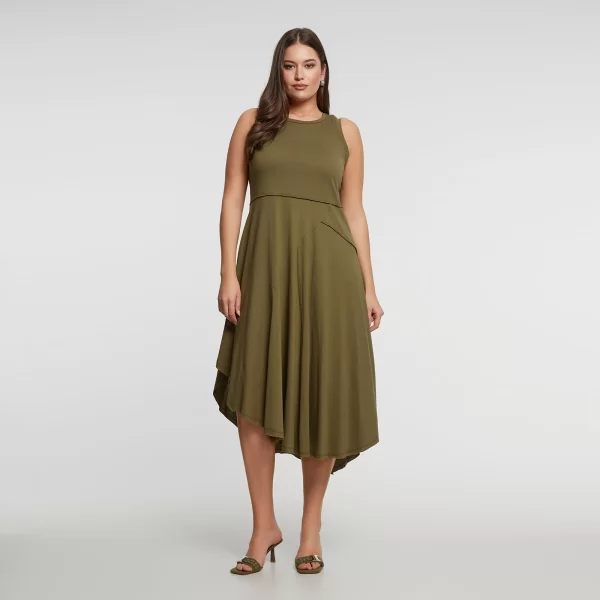 Ασύμμετρο αμάνικο βαμβακερό φόρεμα