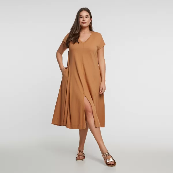 Βαμβακερό φόρεμα με άνοιγμα μπροστά