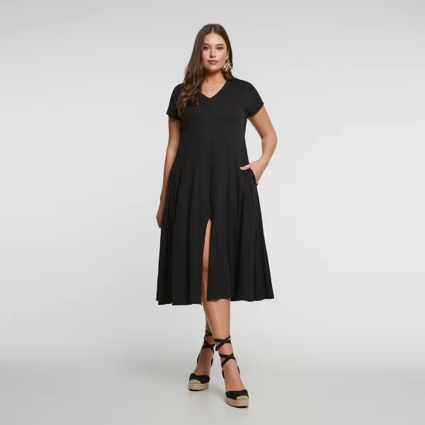 Βαμβακερό φόρεμα με άνοιγμα μπροστά