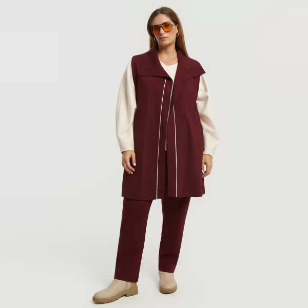 Μακρύ γιλέκο με ρέλι σε αντίθεση