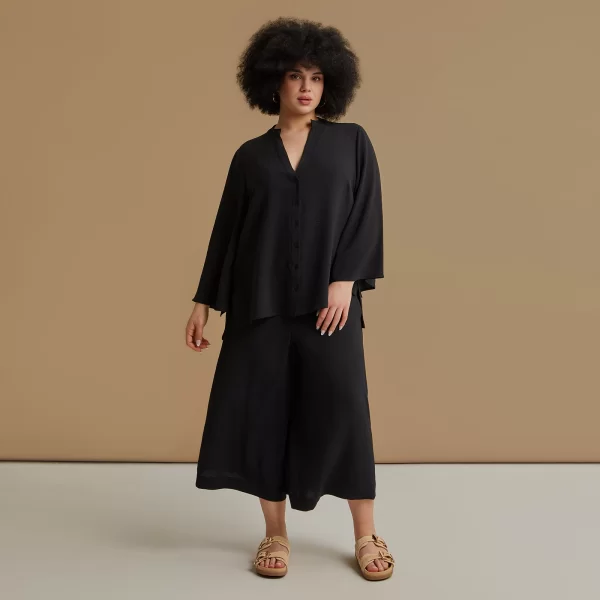 Πουκάμισο κρεπ airwashed με V-λαιμόκοψη